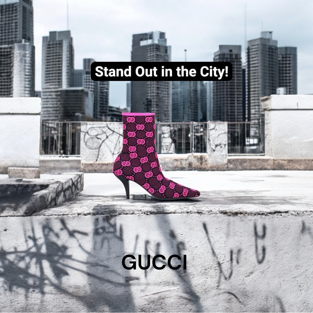 NIB GUCCI GG Jacquard Sock Boots Size 39.5 $1250 - Picture 2 of 8